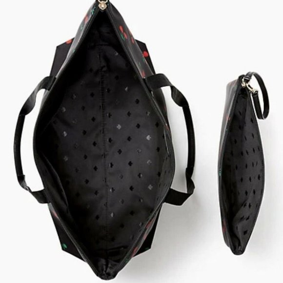 KATE SPADE NWT TOSSED CHERRY MEL PACKABLE TOTE +WRISTLET! - Picture 5 of 13